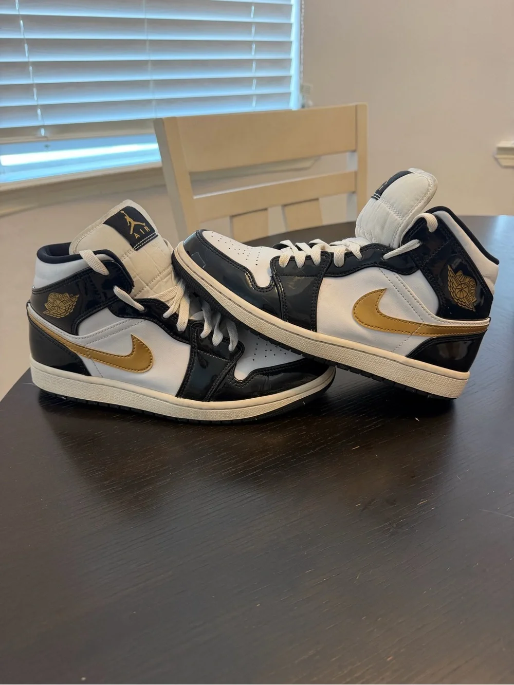 Jordan Kids Black White Gold High-Top Sneakers